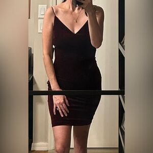B. Smart Juniors Sleeveless Mini Bodycon Dress in Wine Velvet
